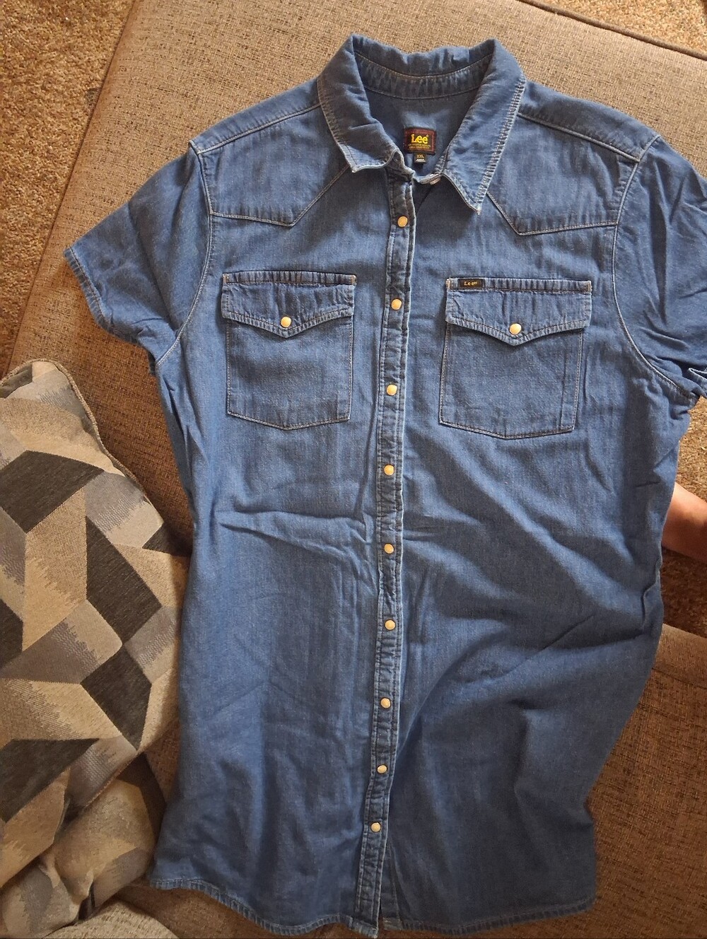 Lee Denim Short-Sleeve Button-Up Dress